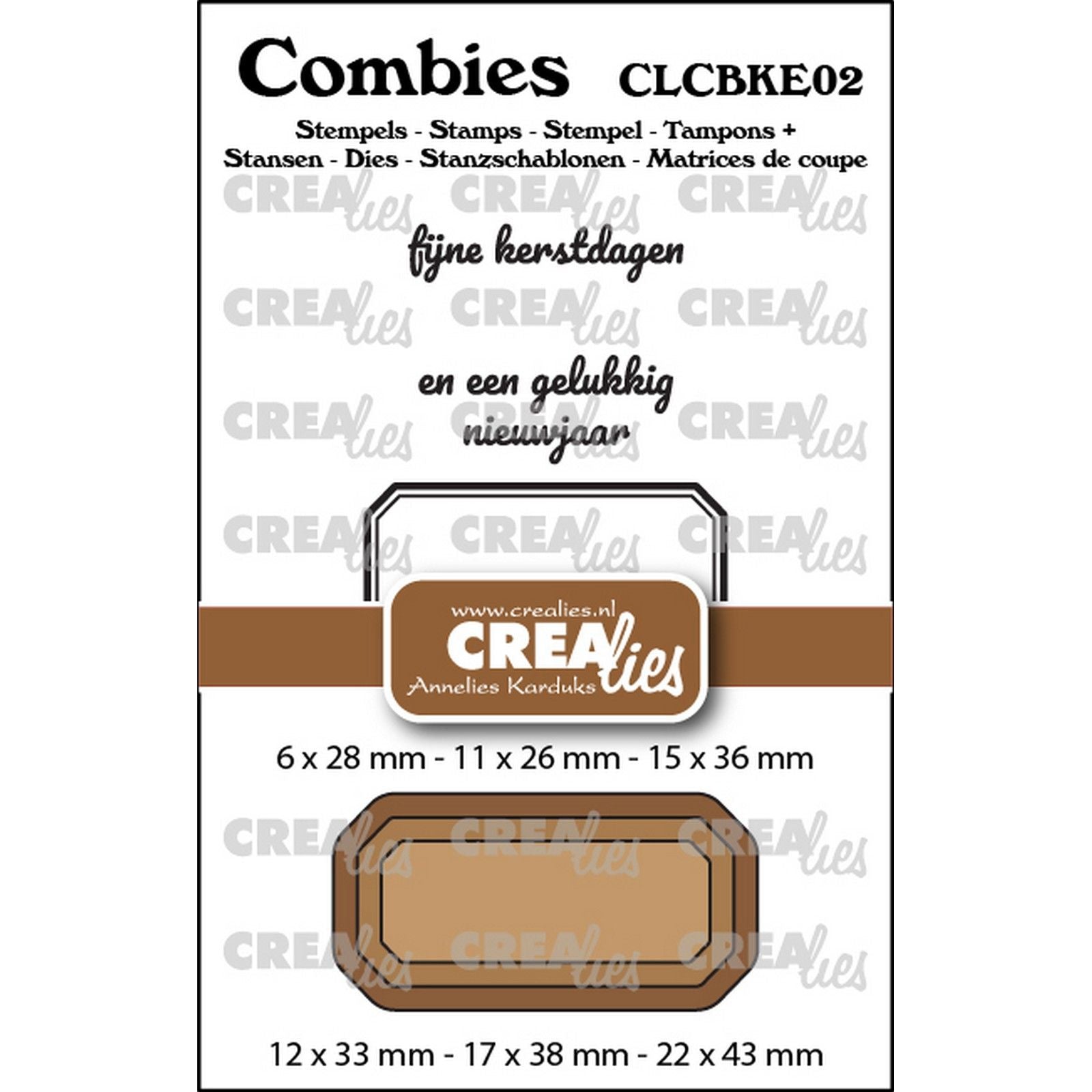 Crealies • combies stempelset kerst 02: 2 teksten + 1 tag label