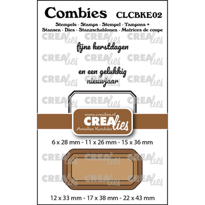 Crealies • combies stempelset kerst 02: 2 teksten + 1 tag label