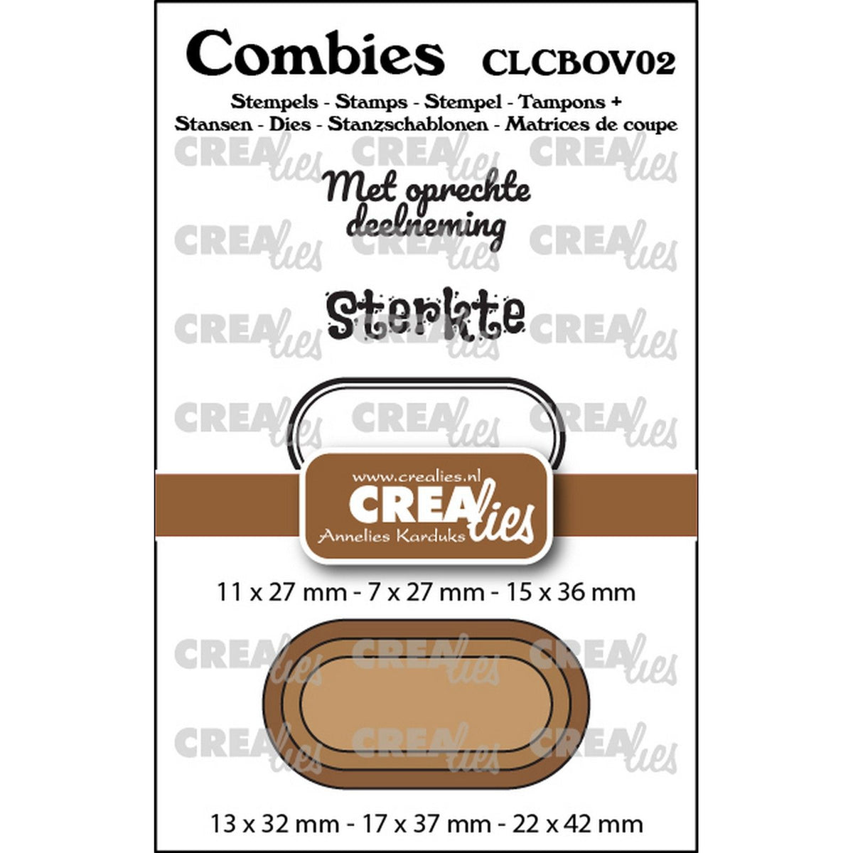 Crealies • combies stempelset overlijden 02: 2 teksten + 1 tag label