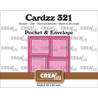 Crealies • cardzz pocket envelope met 4 rechthoekige flapjes 6 x 6 cm