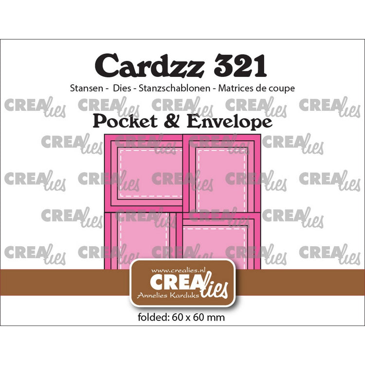 Crealies • cardzz pocket envelope met 4 rechthoekige flapjes 6 x 6 cm
