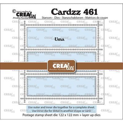 Crealies • cardzz stans vierkant postzegelvel uma met 3 rechthoeken