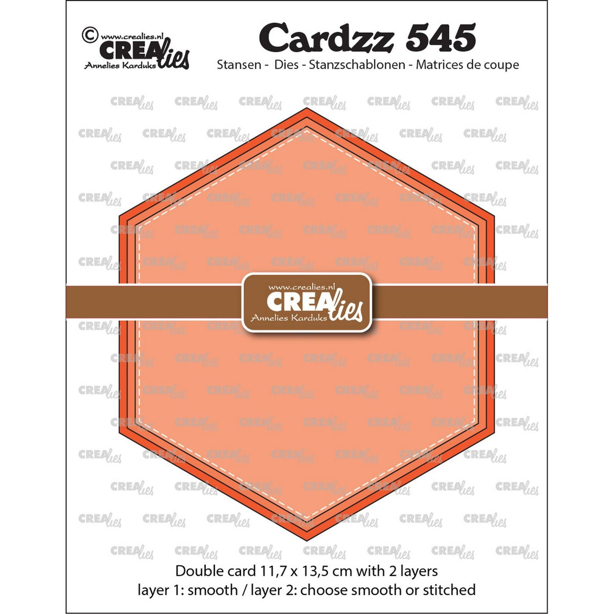 Crealies • cardzz dubbele kaart zeshoek