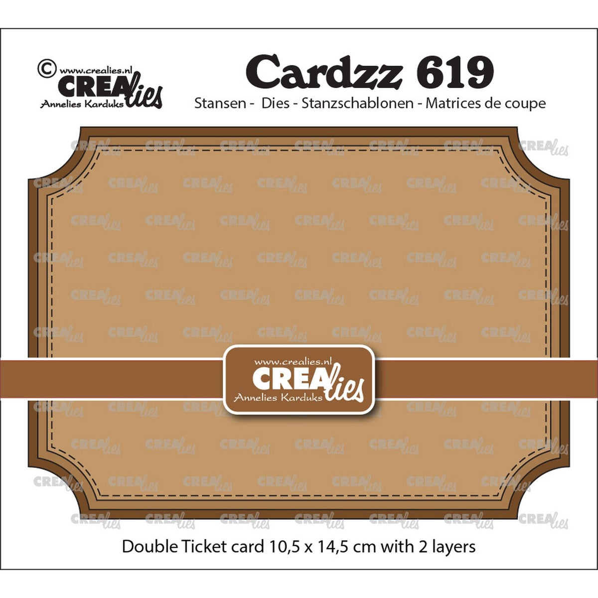 Crealies • cardzz dubbele kaart ticket