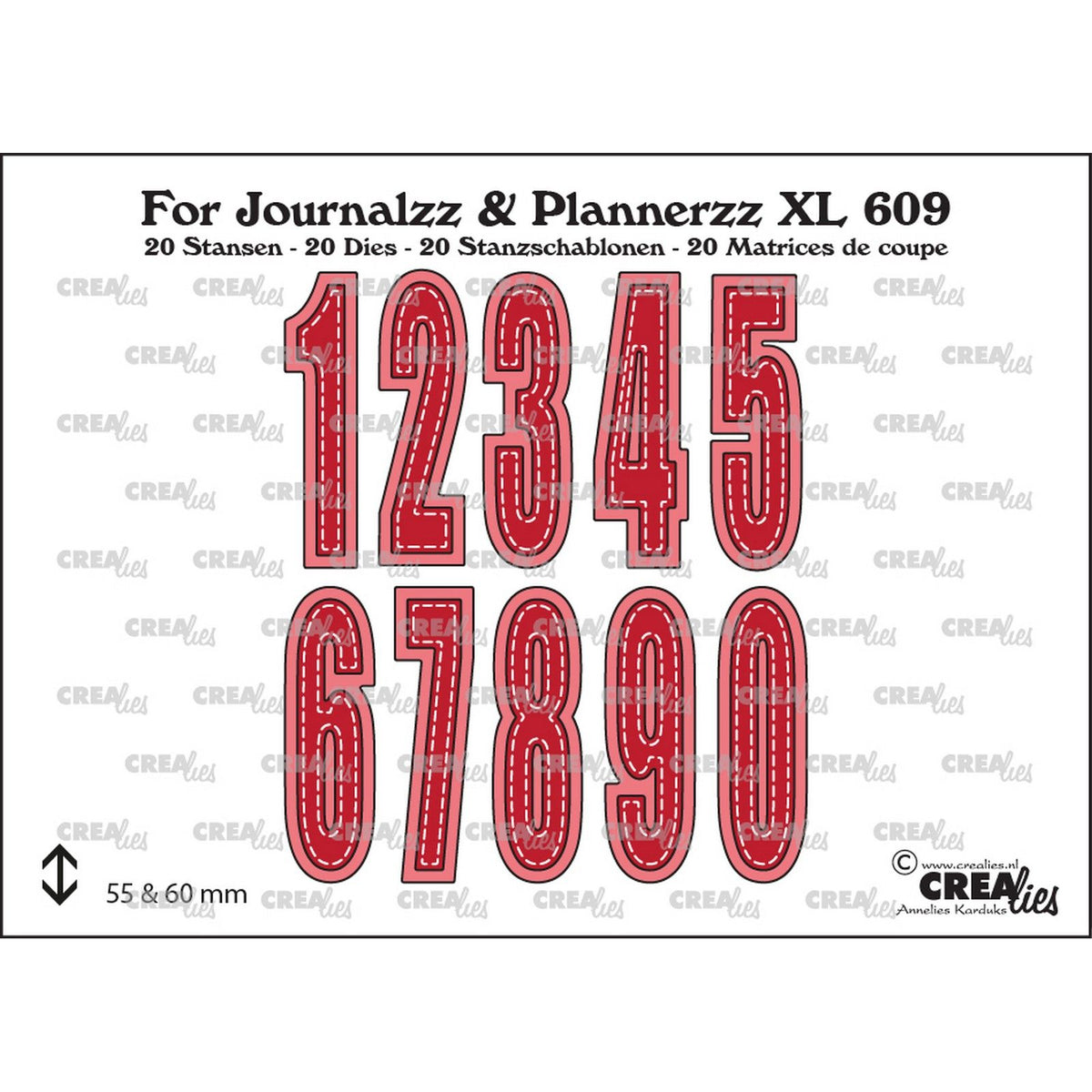 Crealies • snijmallen voor journalzz plannerzz cijfers xl met schaduw no. 3