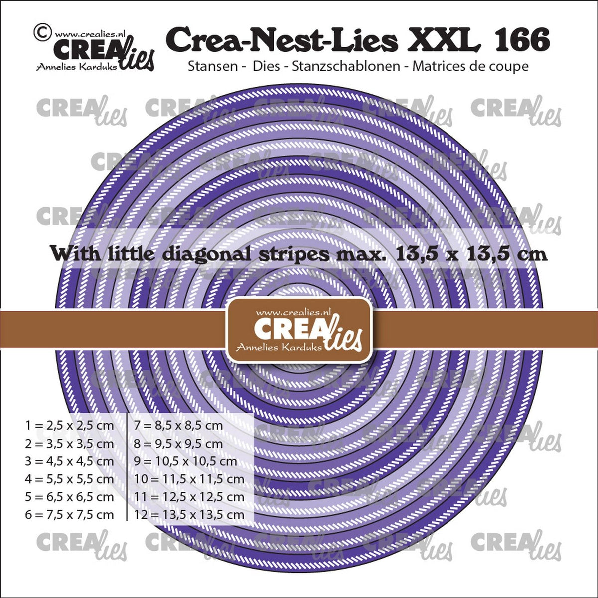 Crealies • crea-nest-lies xxl snijmallen cirkels met kleine schuine streepjes