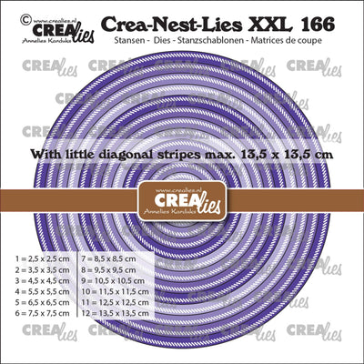 Crealies • crea-nest-lies xxl snijmallen cirkels met kleine schuine streepjes