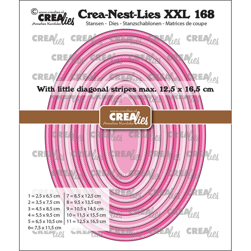 Crealies • crea-nest-lies xxl snijmallen ovalen met kleine schuine streepjes