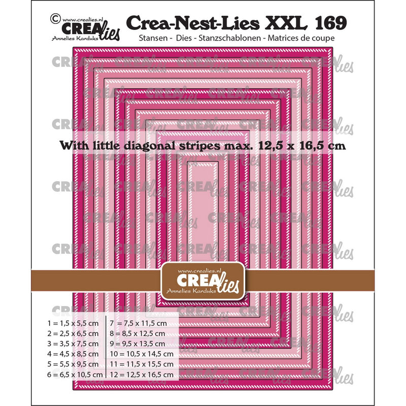 Crealies • crea-nest-lies xxl snijmallen rechthoeken met kleine schuine streepjes