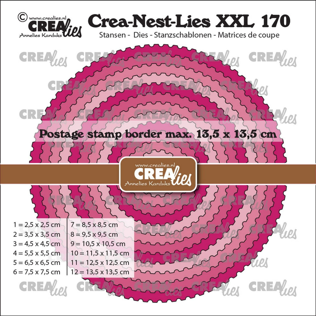 Crealies • snijmal cirkels met postzegelrand
