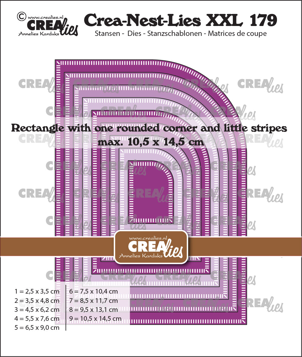 Crealies • crea-nest-lies xxl stans rechthoek met één afgeronde hoek met kleine streepjes