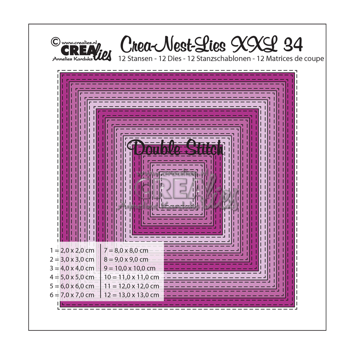 Crealies • crea-nest-lies xxl snijmal no.34 vierkant