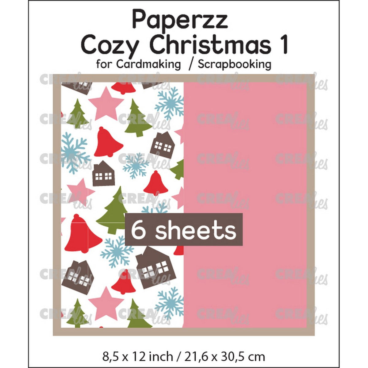 Crealies • paperzz 6x cozy christmas vel 1: divers + rose