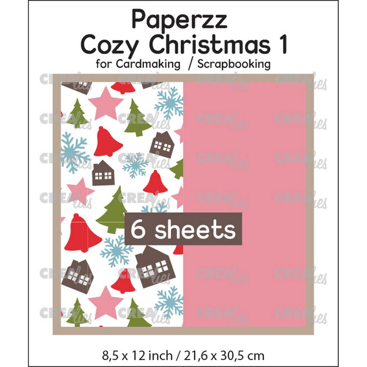 Crealies • paperzz 6x cozy christmas vel 1: divers + rose