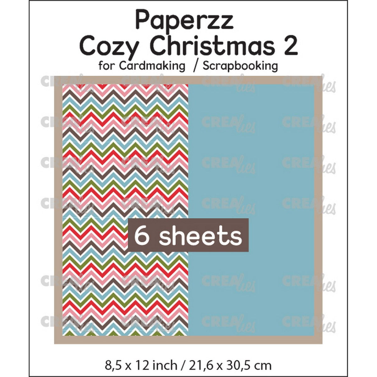Crealies • paperzz 6x cozy christmas vel 2: zigzag + blauw