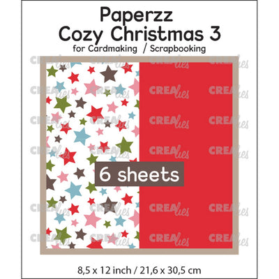 Crealies • paperzz 6x cozy christmas vel 3: sterren + rood