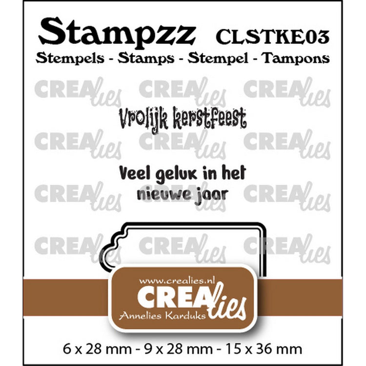 Crealies • stampzz stempelset kerst 03: 2 teksten + 1 tag label