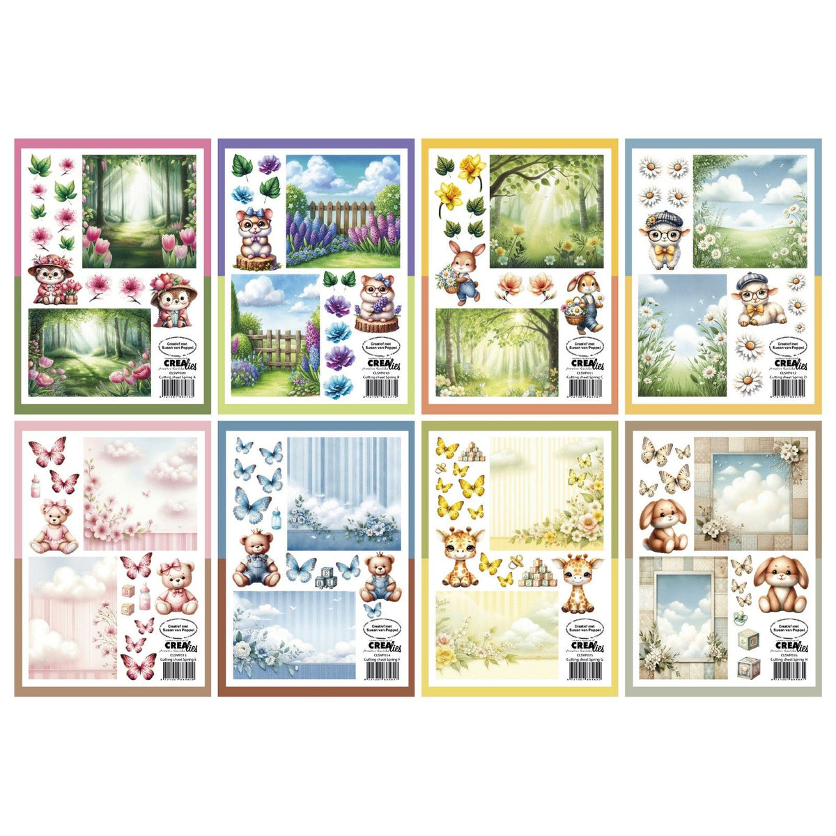 Crealies • cutting sheets papierblok lente a 8 vellen