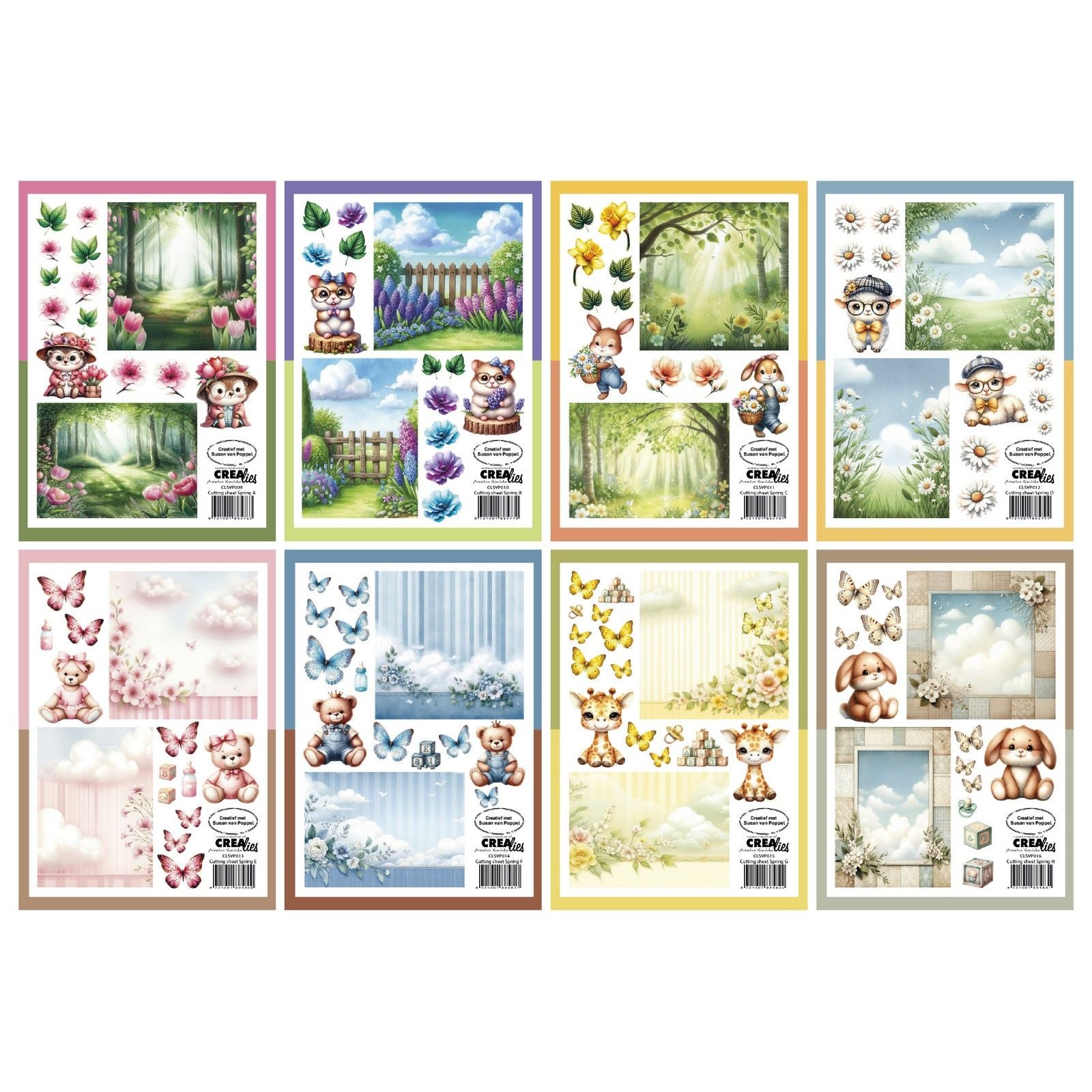 Crealies • cutting sheets papierblok lente a 8 vellen
