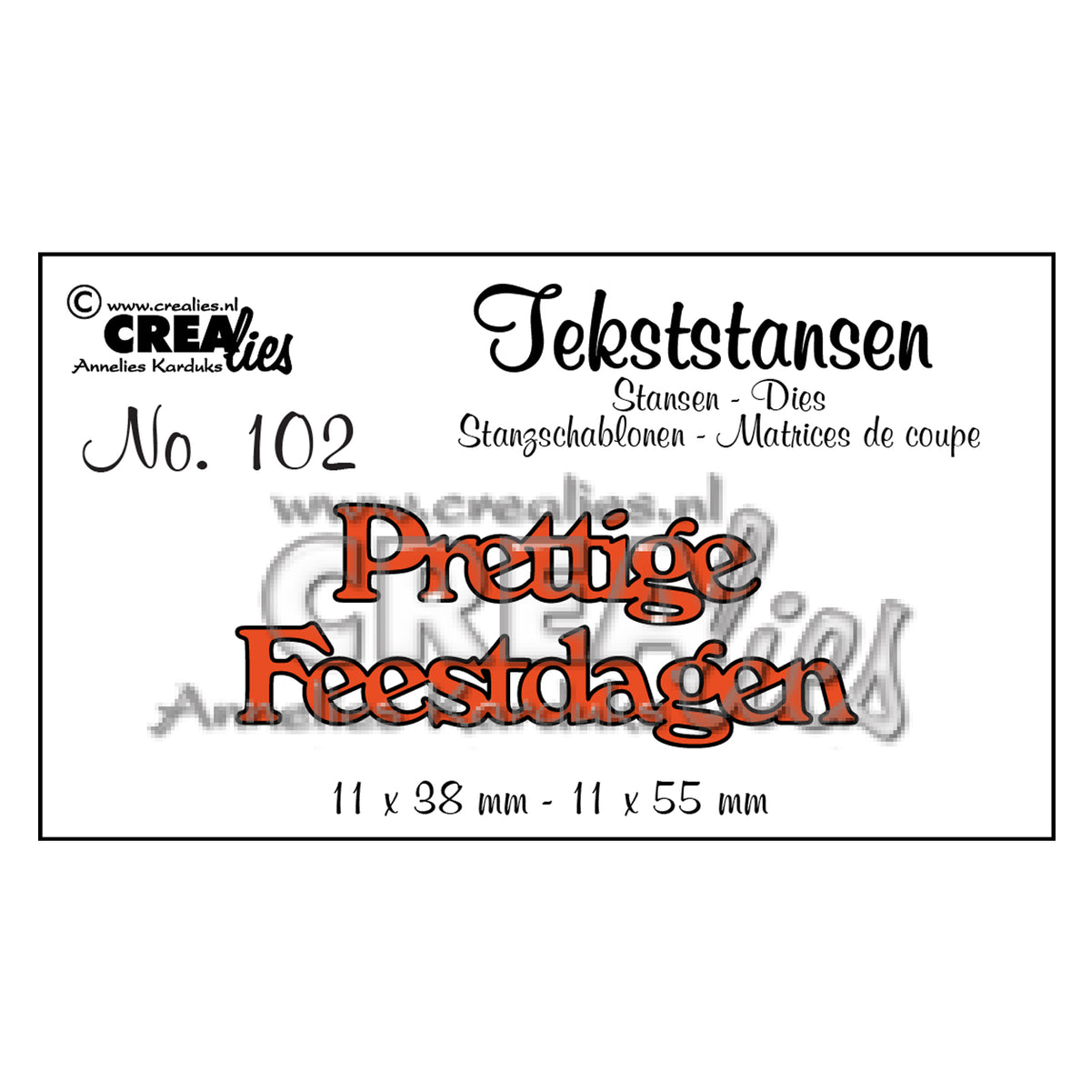 Crealies • snijmal nederlandse tekst no.102 prettige feestdagen