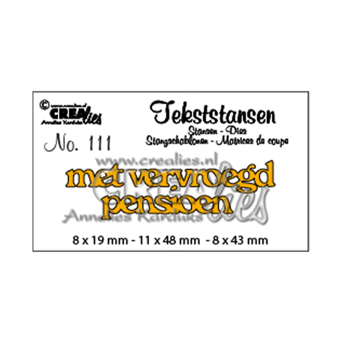 Crealies • snijmal nederlandse tekst met vervroegd pensioen