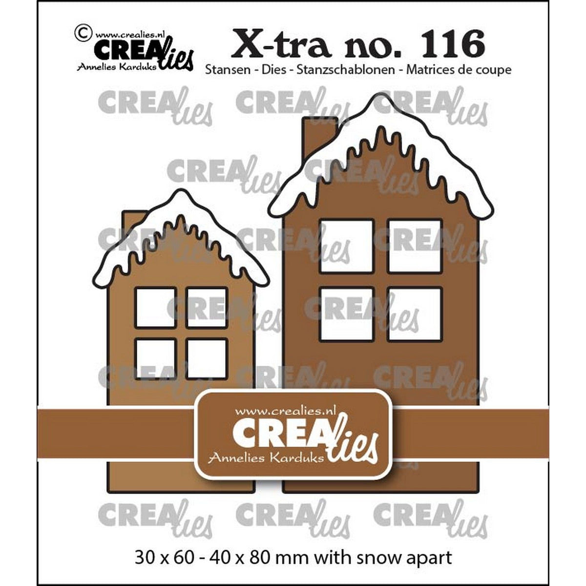 Crealies • xtra huisje b met sneeuwdak midden groot