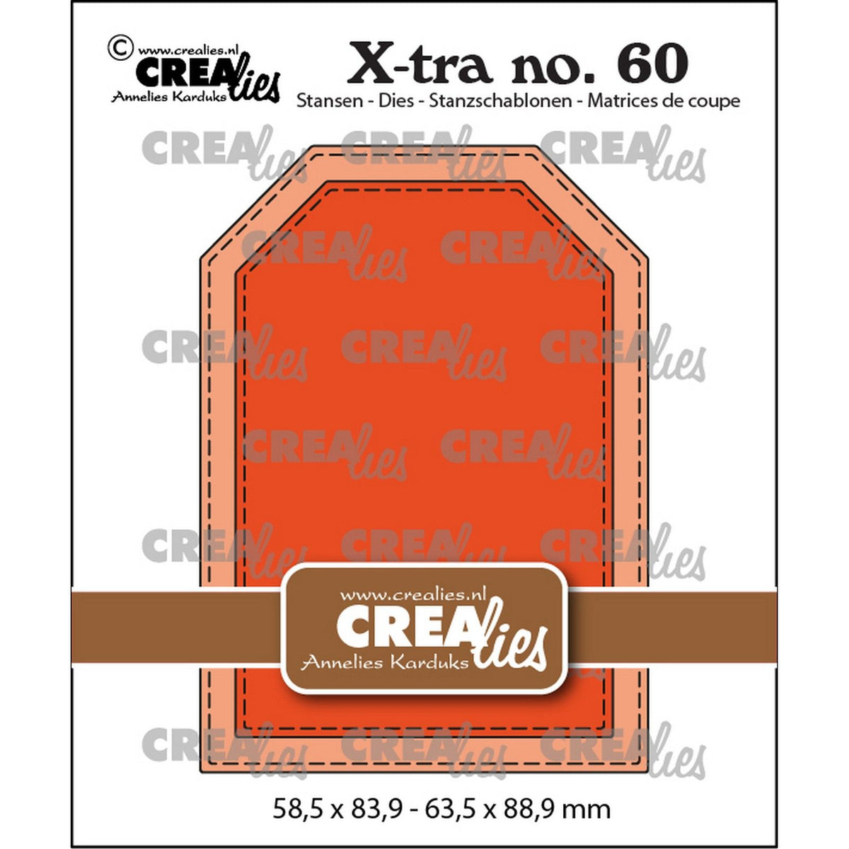 Crealies • xtra atc label met stiksteeklijn