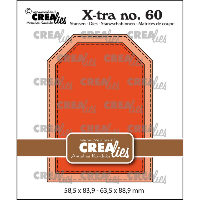 Crealies • xtra atc label met stiksteeklijn