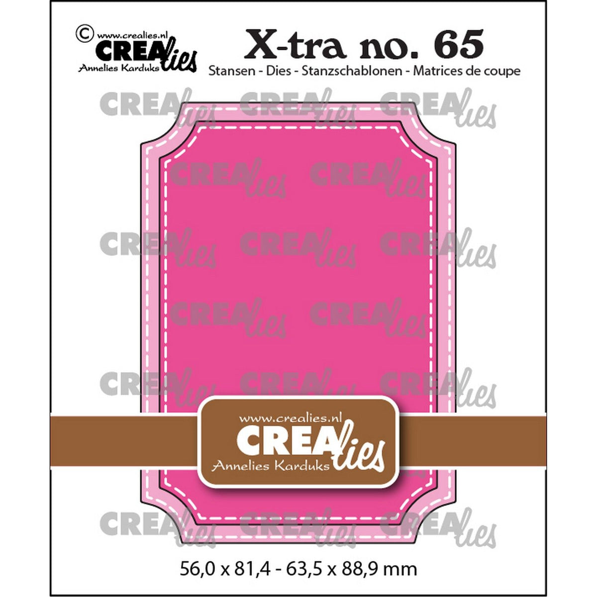 Crealies • x-tra snijmal atc ticket met stiksteeklijn