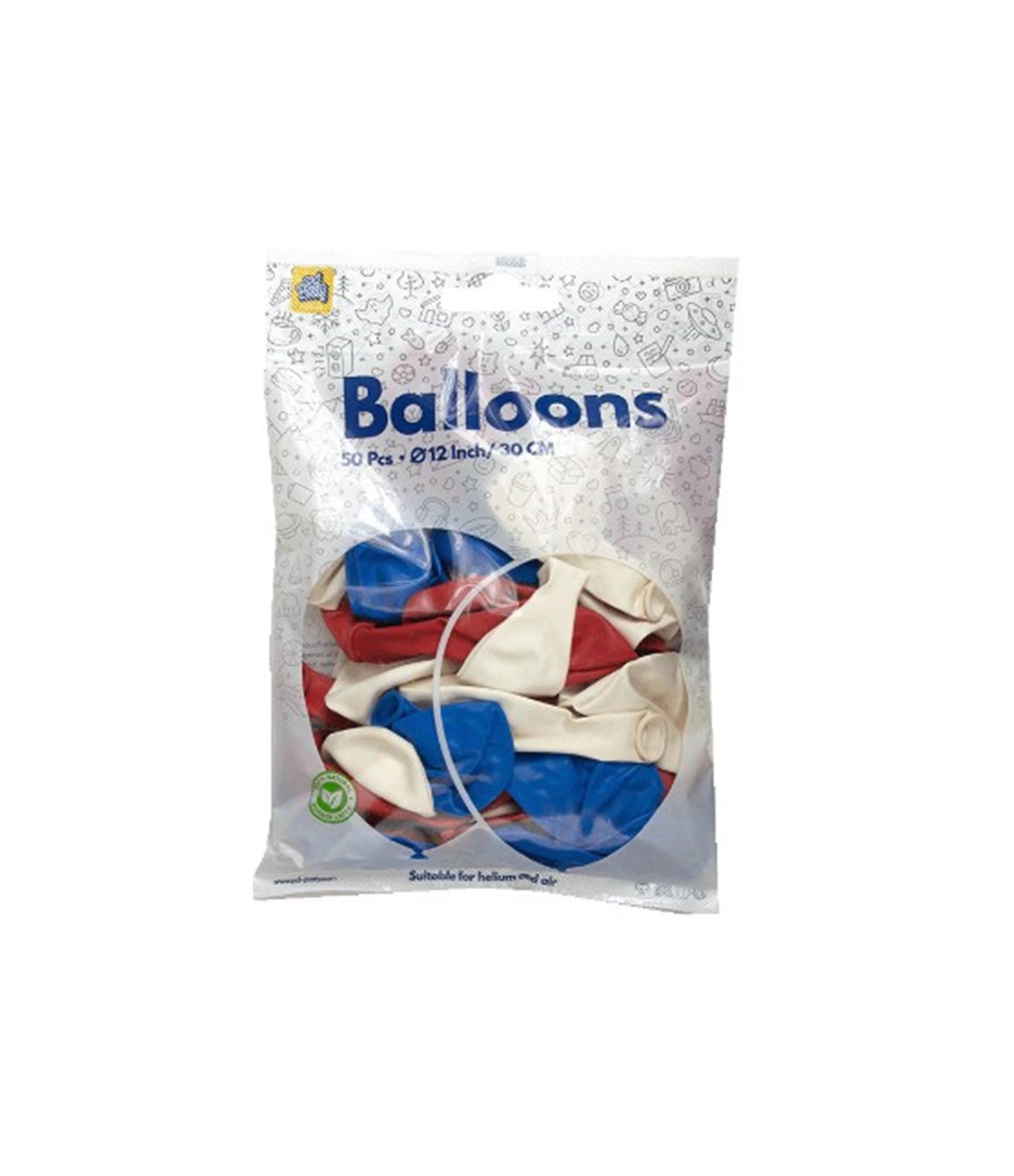 Paperdreams ballonnen rood wit blauw 30cm 50 stuks