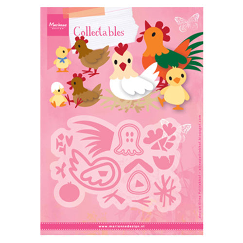 Marianne design • collectables snij- embosstencil eline's kippenfamilie