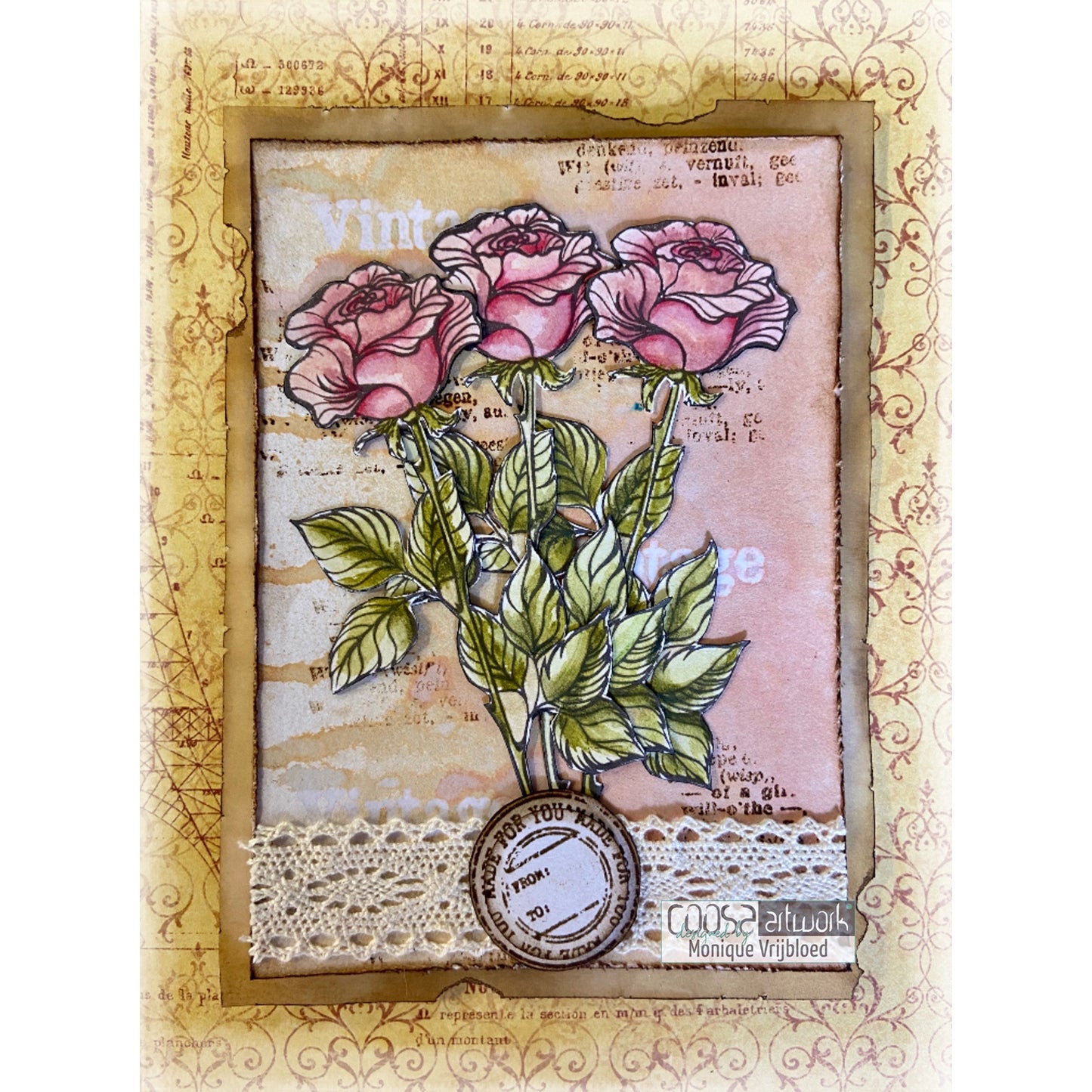 Coosa crafts • clear stamps #22 postal flowers 1 9x20cm