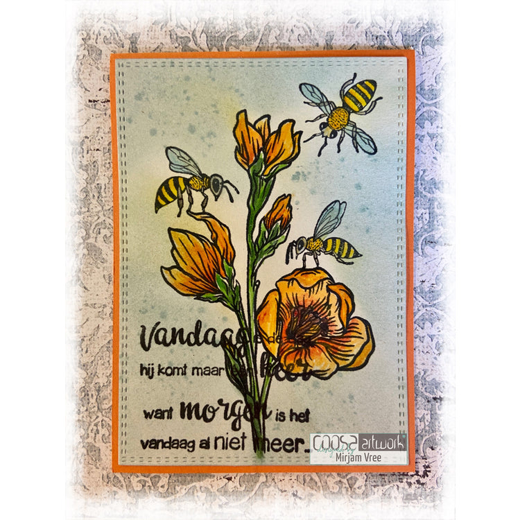 Coosa crafts • clear stamps #22 postal flowers 3 9x20cm