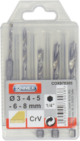 Connex set houtboren 3-8mm 6k 5dlg rood - cox978305 - afbeelding 2