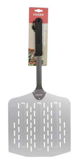 Cozze Pizzaschep met gaatjes Aluminium 66 cm zilver zwart