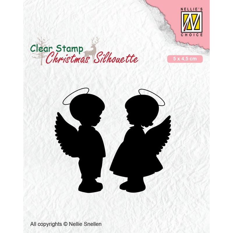 Nellie's choice • christmas silhouettes clear stempel angelgirl and -boy (5x4,5cm)