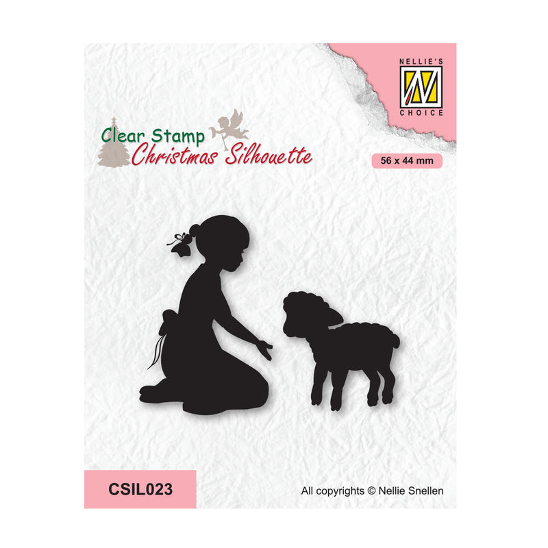 Nellie's choice • christmas silhouettes clear stempel girl with lamb