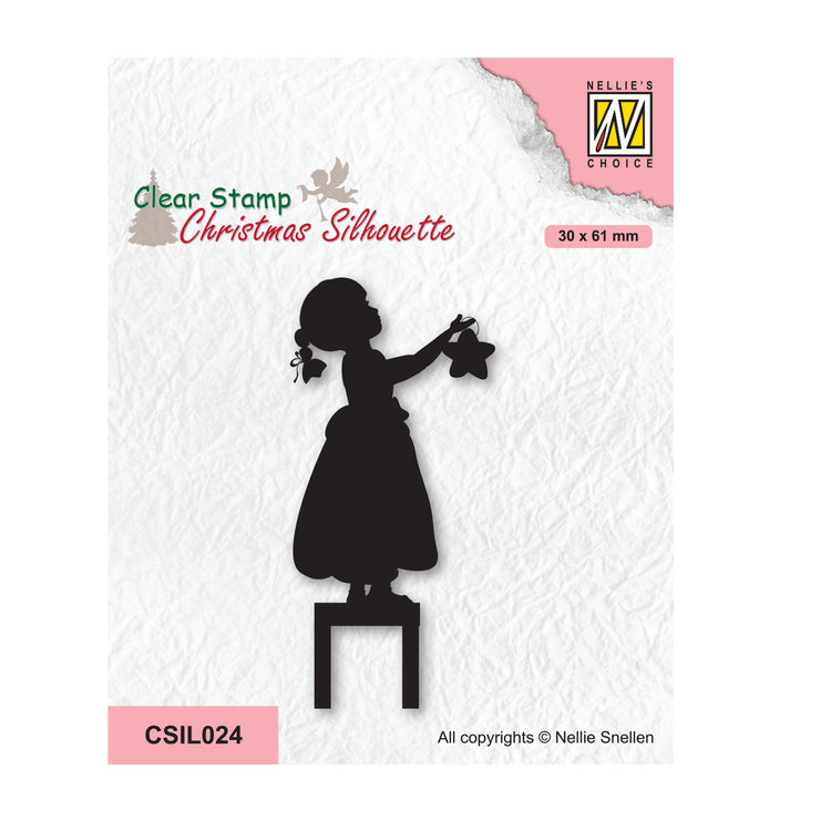 Nellie's choice • christmas silhouettes clear stempel little girl decorating