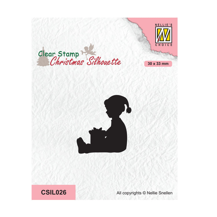 Nellie's choice • christmas silhouettes clear stempel little boy got a present
