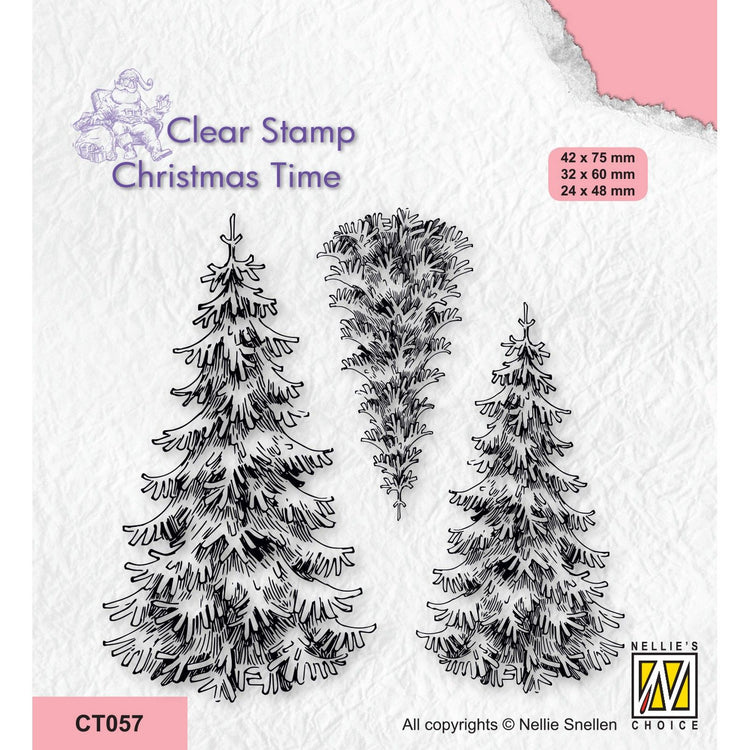Nellie's choice • christmas time clear stempels 3 snowy fir trees
