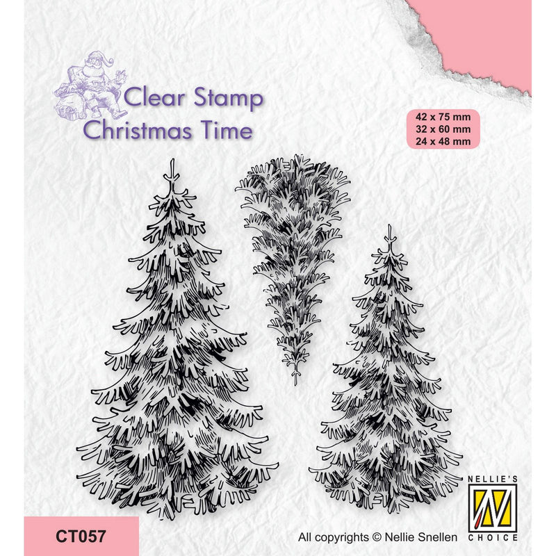 Nellie's choice • christmas time clear stempels 3 snowy fir trees