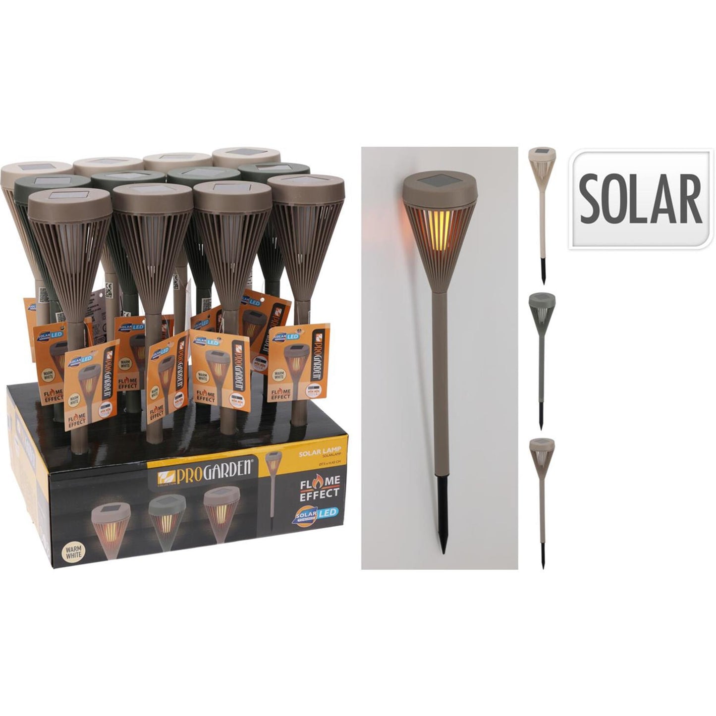 Pro garden solar fakkel h43cm 3 assorti