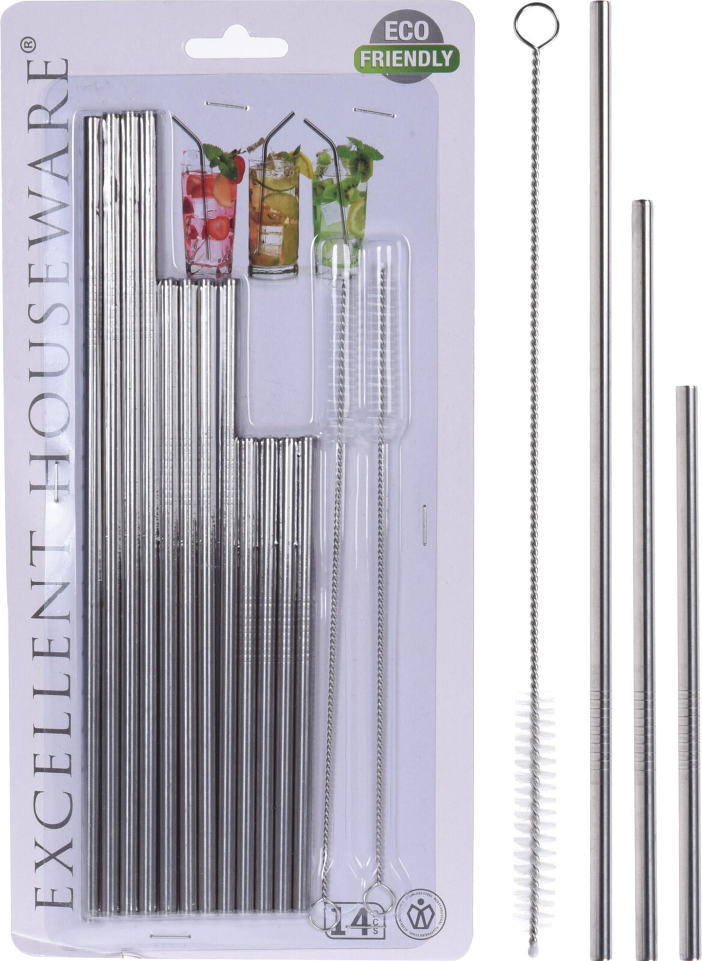 Excellent houseware rietjesset rvs 14-delig met borstel