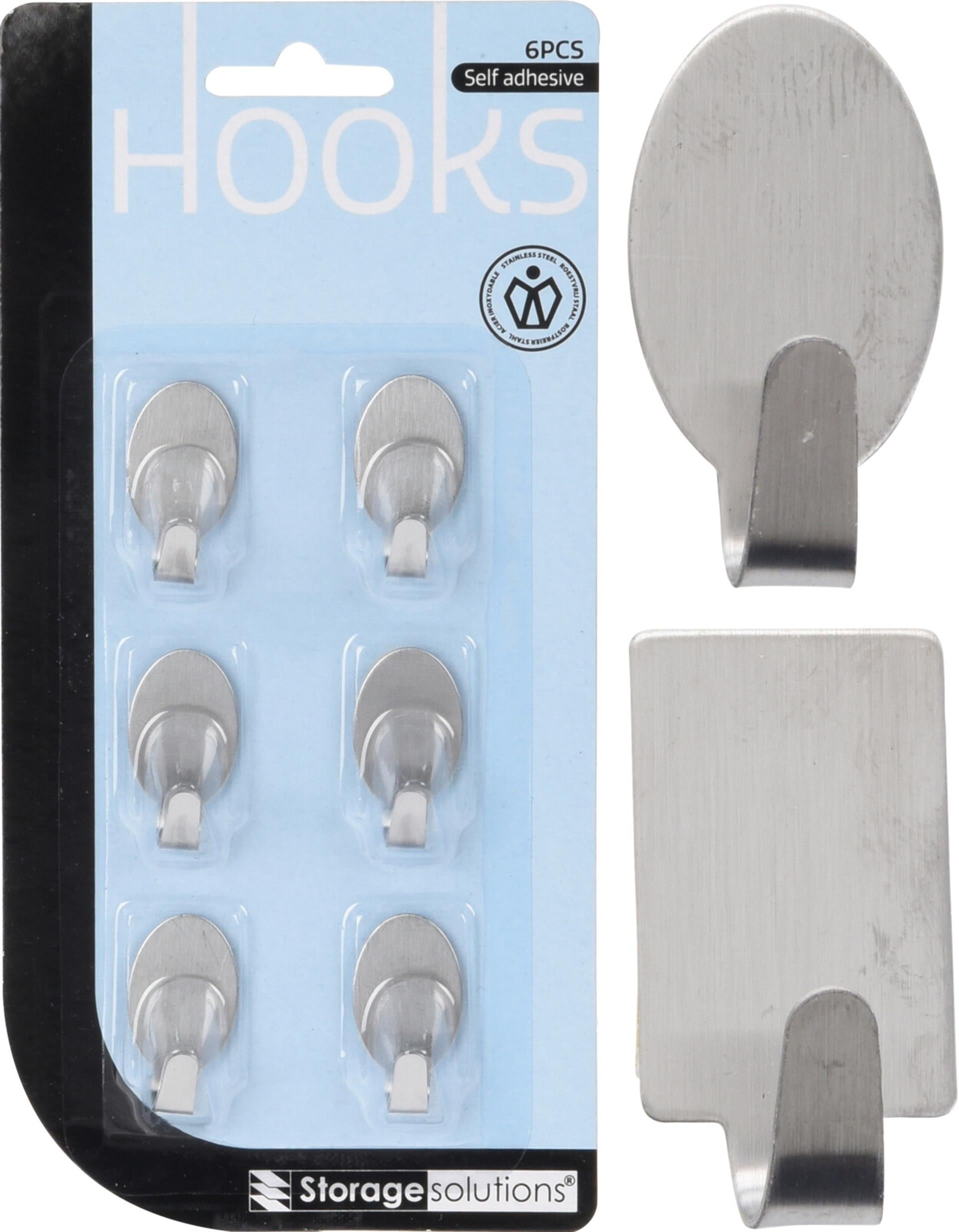 Storage solutions plakhaakjes rvs 6 stuks op kaart