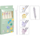 Excellent houseware rietjes glas met ornamentje en borstel set van 5 stuks
