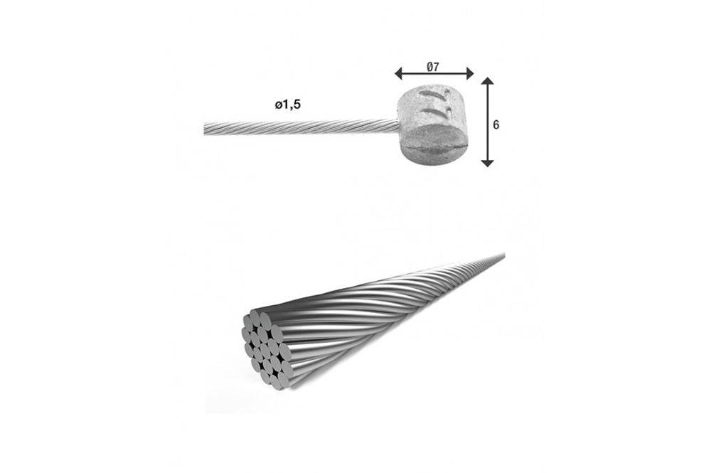 Xlc kabel rem a binnen 3.00 2 nipp rvs brx87