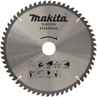Makita accessoires d-81430 afkortzaagblad | div. materialen | 216x30x2,4 | 60t | 5g - d-81430