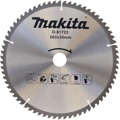 Makita accessoires afkortzaagblad aluminium | standaard 260x30x2,8 70t 5g - d-81723