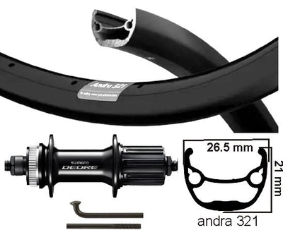 Kgs achterwiel 28 inch (622) velg andra 321 zwart cassette 8-10 v disc