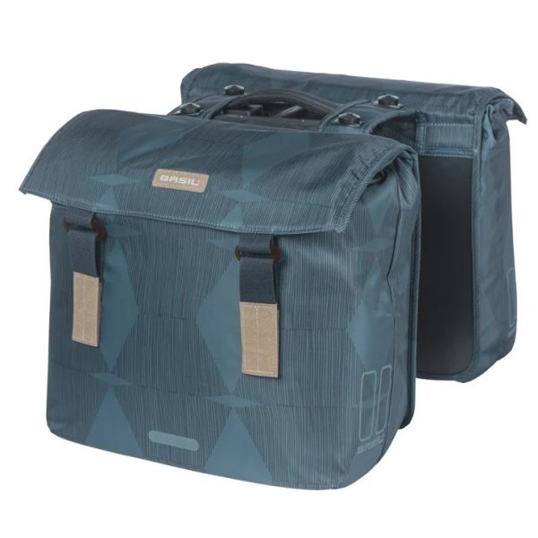 Basil dubbele fietstas elegance mik 40-49 liter - estate blauw